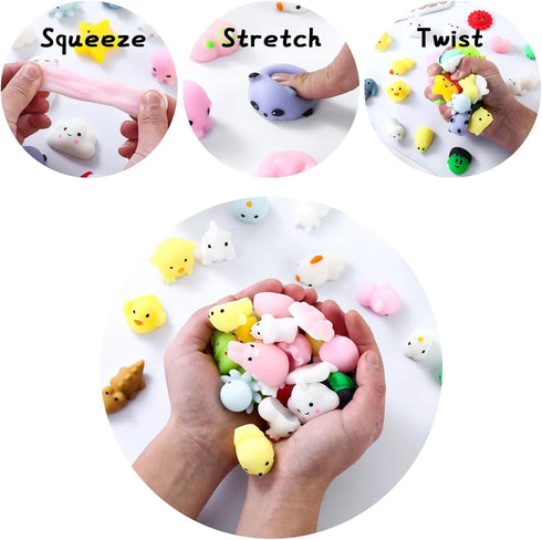 amicbng 110 Pcs Mochi Squishy Toys, Mochi Squishy Toys for Kids Party Favors, Mini Kawaii Squishy Fidget Toys