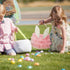 Tutu Easter Basket, Pink Ruffled Shining Tulle with Fluffy Bunny Ears, Easter Theme Party Favors and Decorations for