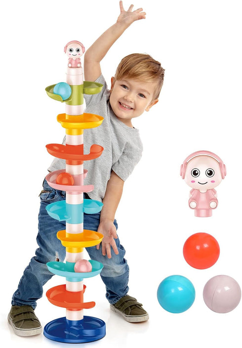 FUN LITTLE TOYS Ball Drop Toys for Toddler 1-3, 9 Layer Roll