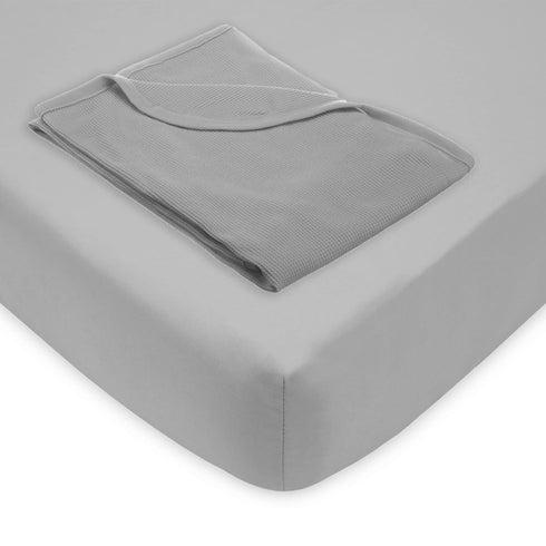 American Baby Company Preschool Bundle Set - 24"x48"x4" Daycare/Preschool Mat Sheet and 36"x48" Toddler Blanket, Gray