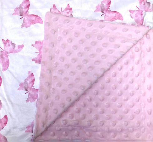 Citihomy 30x40Inch Baby Blanket for Girls Butterfly Pink Minky Super Soft Double Layer Receiving Blanket with Dotted