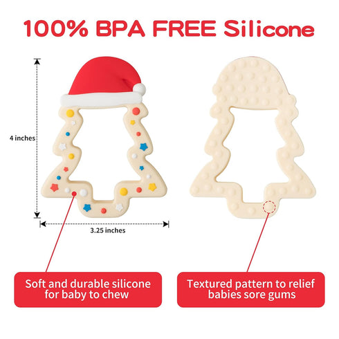 Jimibaby Christmas Teether - Teething Toy for Baby Boys & Girls, Ideal Stocking Stuffer, Gift Package (Christmas Hat)