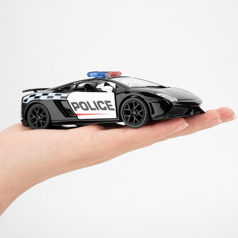 BDTCTK 1/36 Scale Lamborghini Gallardo Police Car Model, Zinc Alloy Die-Cast Pull Back Vehicles for Kids Gift