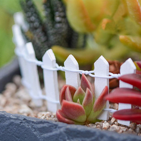 2-Pack 35 Inch Miniature Fairy Garden Fence Decorative Ornament for Dollhouse, 2 inch Height, White