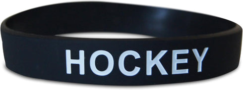 Novel Merk 12-Piece White Text Black Hockey Party Favor & School Carnival Prize Silicone Wristband Bracelet