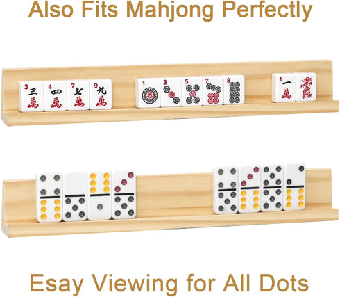 Set 8, Games13.97 2 1.18 Inches Domino Racks of Mexican Train Dominoes Trays, Wooden Domino Holders for Mexican Train