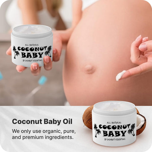 Coconut Essentials Coconut Baby Oil, Natural & Organic Moisturizer for Newborn Sensitive Skin, 4 fl oz