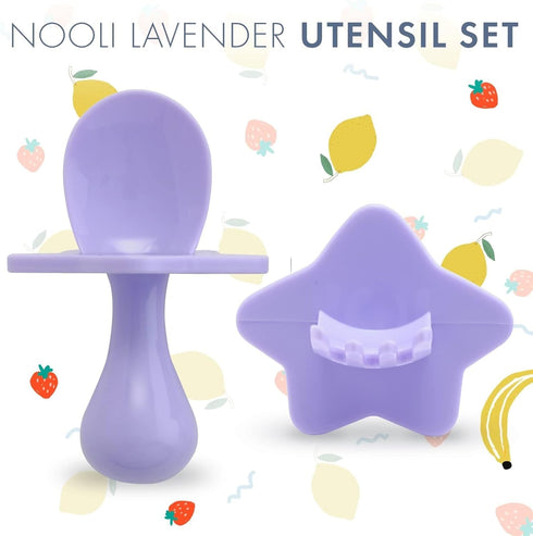 Nooli Toddler Utensils Toddler Eating Supplies Toddler Forks Silicone Baby Spoon, BPA Phthalates-Free, Dishwasher and Sterilizer Safe, Lavendar by Elli&Nooli