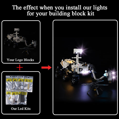 Kyglaring LED Lighting Kit for Lego Technic NASA Mars Rover 42158 Building Set (No Model) - Light Set Compatible with