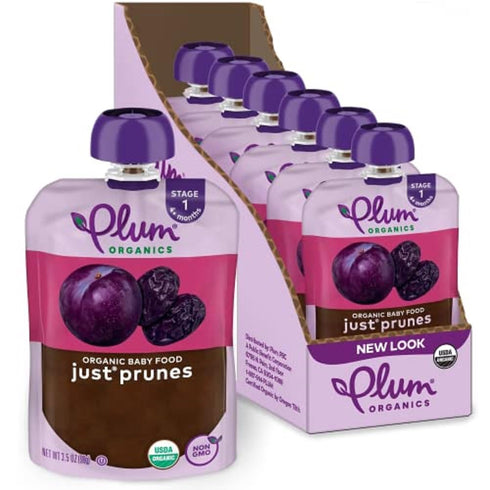 Plum Organics Stage 1 Organic Baby Food Meals, Just Prune, 3.5 Ounce Pouch (Pack of 6)