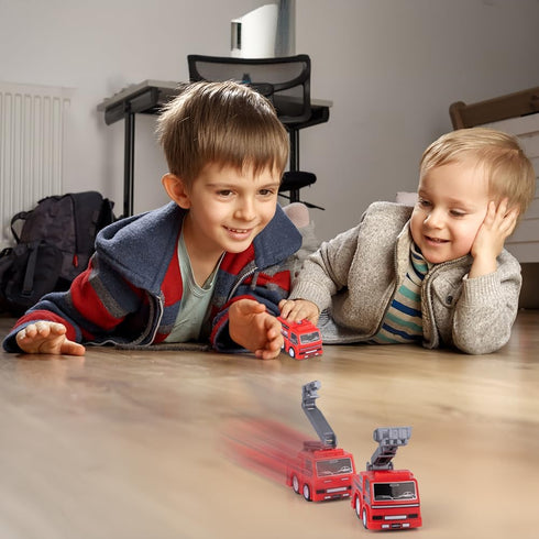 Pullback Pack 24) 3+ ArtCreativity Mini Fire Truck Toys (Bulk of Firefighter Birthday Party Supplies, Firetruck