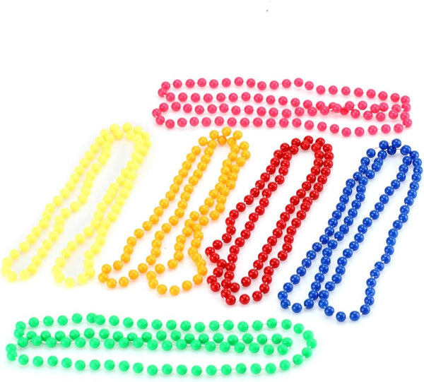 BinaryABC Neon Beads Beaded Necklace for 70s 80s Halloween Party Dress Accessories 6pcs (6 colors)