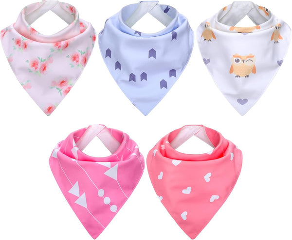 5 Pack Adult Drool Bandana Bibs - Soft Large Absorbent Waterproof Bibs for Special Needs, Kids, Men Women