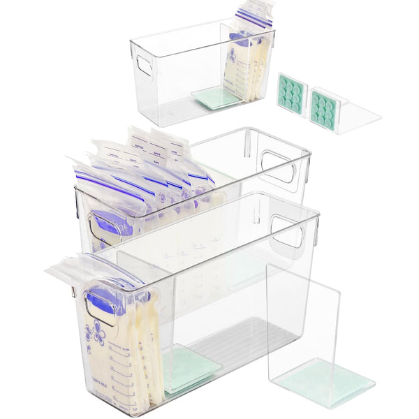 Ugotfeels Breastmilk Storage Container with L Shaped Separator Boards, Dividers Will Flatten Standing