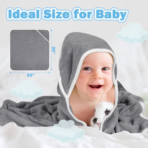6 Pack, 30 30 Inch Orighty Baby Hooded Towel x Super Soft Bath Towel with Hood for Babies, Infant, Newborn Essential
