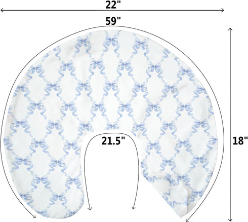 Blue Bows Ribbon Baby Nursing Pillow Covers for Boy Girl Pastel Blue Ribbons Nursing Pillow Slipcovers