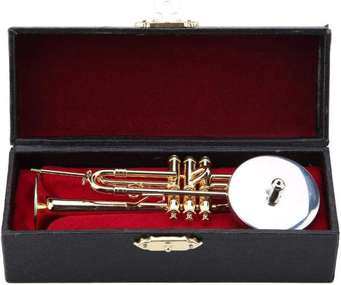 Music Instrument Miniature Replica - Mini Musical Instruments Collection Trumpet Model with Case Stand