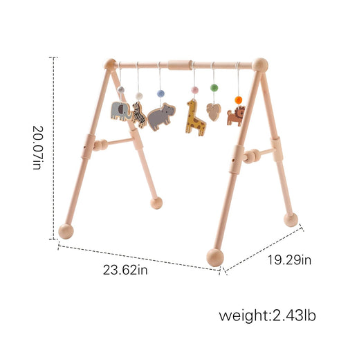 6 Wooden Baby Gym with Gym Toys, Detachable Wooden Play Gym Frame Activity Gym Hanging Bar Baby Toys for Activity Gym