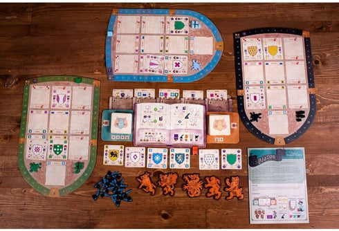 Blazon Medieval Family Board Game Bundle with Expansion Bag and Drink Coaster, Strategy Fun for Adults and Teens