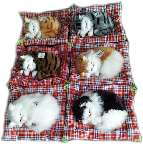 Simulation Lovely Cat Doll - Cute Sleeping Plush Cats on Mat, Great Gift for Decorations