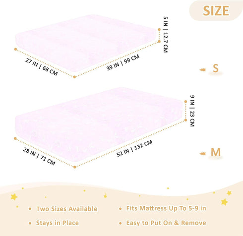 miaozhen 1 Pack 52x28 Cotton Baby Crib Sheets Ultra Soft Pink and Purple Deer Snowflake Muslin Toddler Crib Sheet