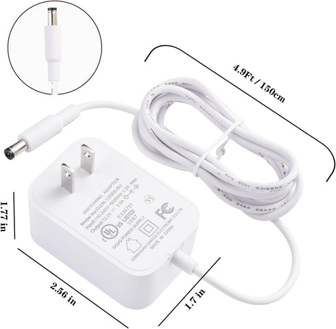 Baby Swing Power Cord Adapter, 12V Charger for Graco Soothe My Way, EveryWay Soother, Replacement Model K36V120300U