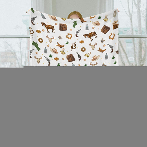 SqtmuHLuo 60x80inch Western Cowboy Baby Blanket for Boys Girls Gift Neutral Soft Flannel Cowboy Hat Boots Horse Cactus
