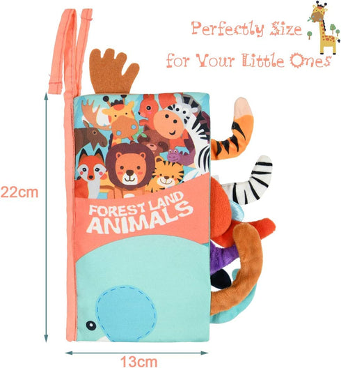 Vicloon 0-6 Tummy Soft Cloth Books Months, High Contrast Sensory Baby Toys - Time, Bath, Crinkle, Squeaky, Washable