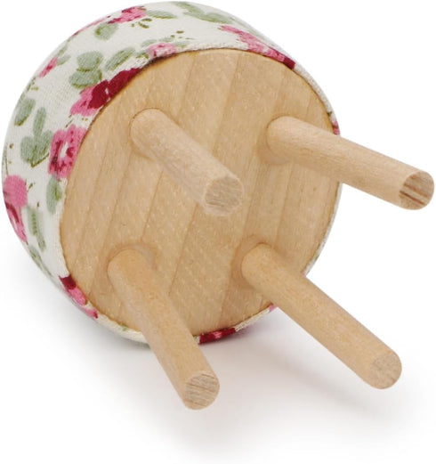 1:12 Dollhouse Stool Miniature Round Upholstered Scale Wooden Stool Ornament Dollhouse Furnishing Accessories Mini