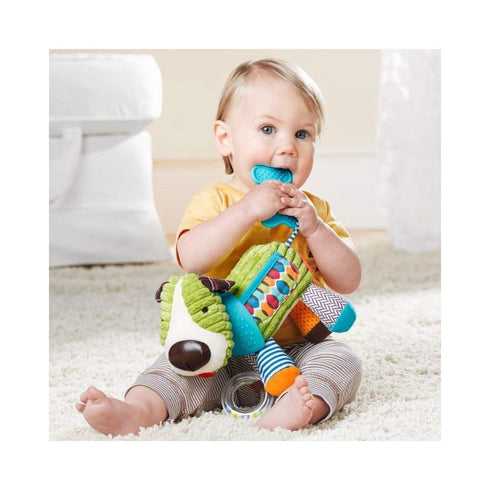 Skip Hop Puppy Teething Toy with Multi-Sensory Rattle and Textures
