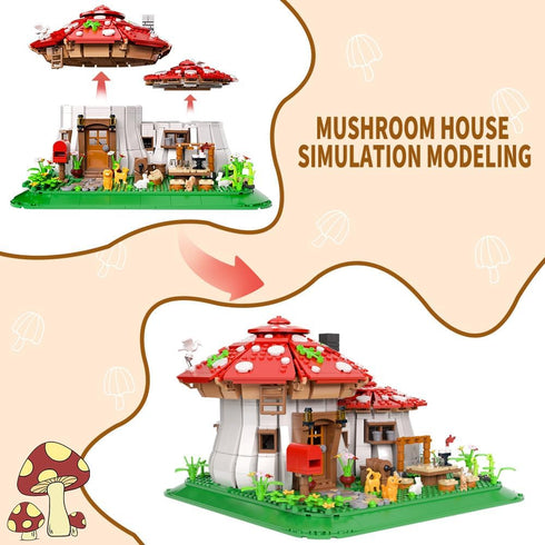 Set 1621pcs RAVAYO Mushroom House Building Blocks - Unique Design Creative Building Toy for Adults and Teens Mini Brick