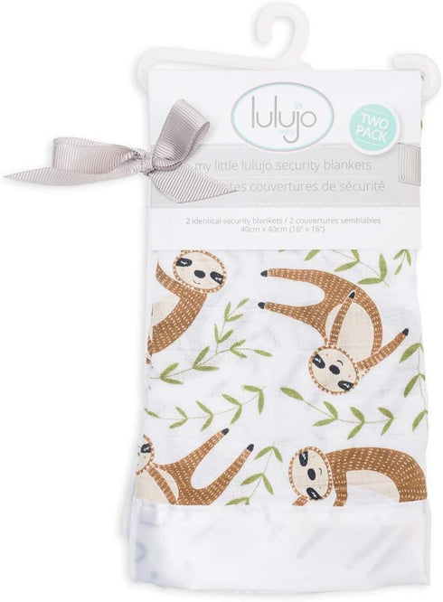lulujo Baby Security Lovie Blankets, Unisex Softest Breathable Cotton Muslin Security Blanket, 16in by 16in, Sloth