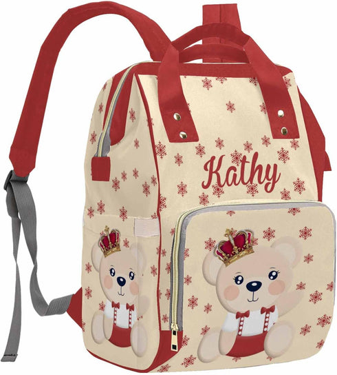 Mommy Daypack MyPupSocks Customized Bear Princess Diaper Bag with Name, Custom Nursing Baby Bags Nappy Bag Casual