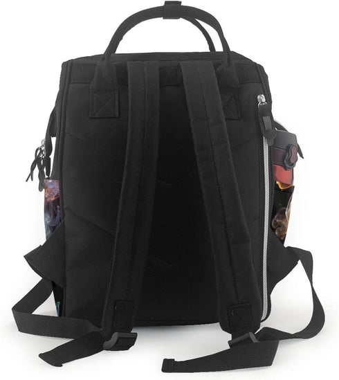 HCBPWVQA Backpack Daypacks Backpack Mommy Psychedelic Smoke Diaper Bag with Changing Pad and Pacifier Holder