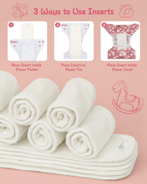 12pcs,4 babygoal Cloth Diaper Inserts Layers Rayon from Bamboo Inserts for babygoal Newborn Cloth Diapers,Small Size