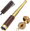 Aubric Retro Pirate Telescope Zoomable 25x30 Spyglass Portable Collapsible Handheld Telescope Vintage Monocular