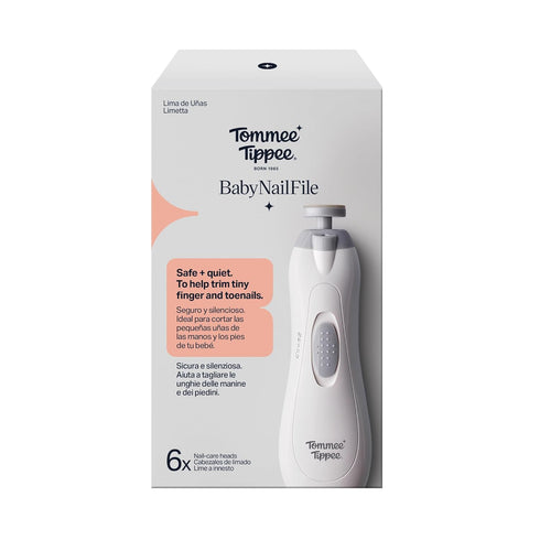 Tommee Settings Tippee Electric Baby Nail File and Clipper, Battery-Powered with Six Filing Heads, LED Light