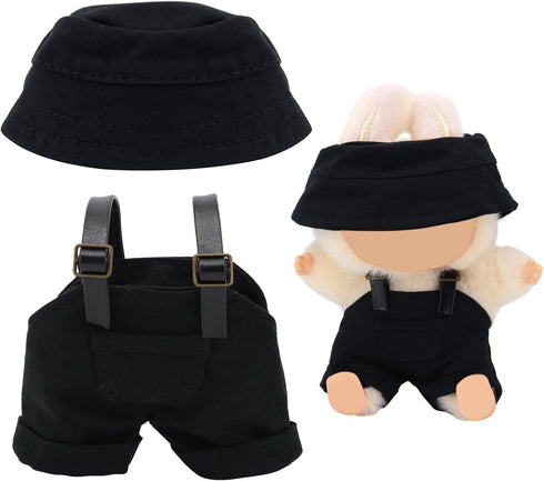 QUPIVA 15-17cm Dolls Clothes with Adjustable Belt& Cute Hat, Summer Overalls Clothing Set