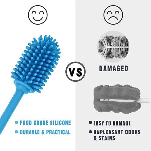 Silicone Bottle Cleaning Brush with Long Handle, Water Bottle Cleaner for Baby Bottles, Hydro Flask