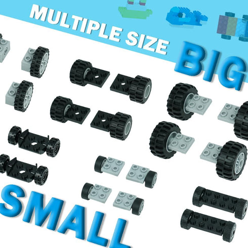 Sets, 224pcs MALEKO Wheels and Axles Car Parts and Pieces Tires Accessories Building, Construction Bulk Bricks