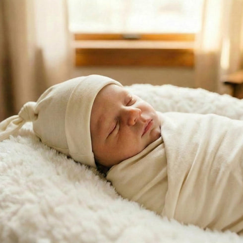 Kloovete 47 47 inches(Natural) Large Jersey Knitted Swaddle Blanket for Baby, Soft Stretchy Receiving Blanket