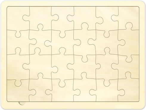Blank Puzzle with 24 Pieces, Unique Shape Wooden Jigsaw Puzzles with Tray for Crafts & DIY, 11.7x8.8 Inches