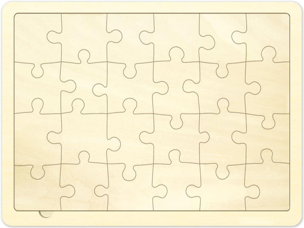 Blank Puzzle with 24 Pieces, Unique Shape Wooden Jigsaw Puzzles with Tray for Crafts & DIY, 11.7x8.8 Inches
