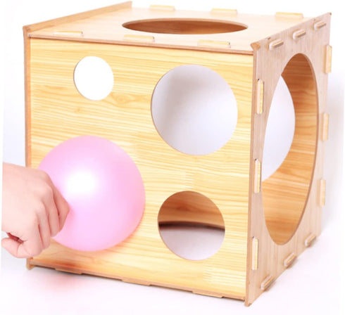 Toyvian Box Balloon Hole Sizer, Collapsible Measuring Tool for DIY Balloon Sizes, Wooden Foldable Measurer