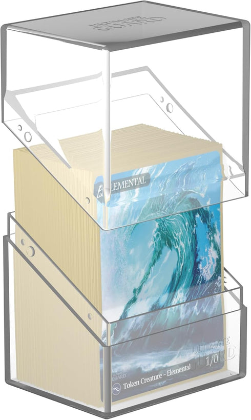 Ultimate Guard Boulder 80+ Deck Case for 80 Double-Sleeved TCG Cards, Clear, Durable Storage for Trading Card Games