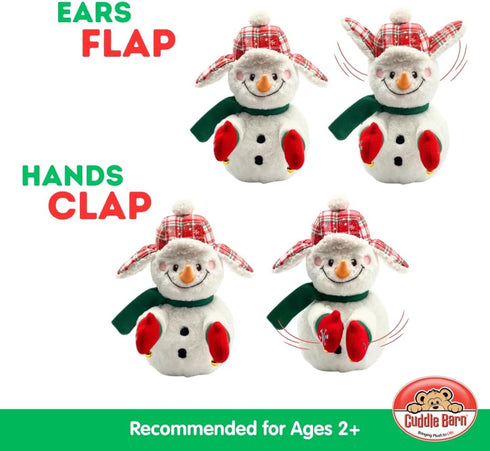 13" Animated Plush Snowman |Christmas Cheer Charlie - Claps Hands and Ears Flap to Song - If You're Happy for Xmas Clap