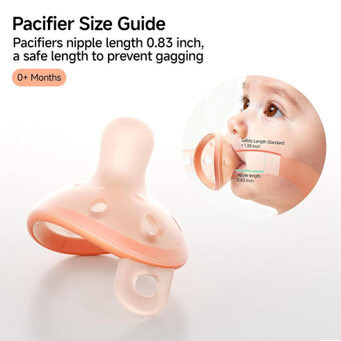 06 Garkoko Baby Pacifiers Months, One-Piece Soft Silicone Breast-Like Pacifier for Newborn & Breastfed Babies, BPA-Free