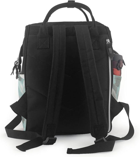 FHEDVBN Backpack Mummy Backpacks Daypack Mint Gray Leaves Diaper Bag for Women Multifunction Waterproof for Mom Dad