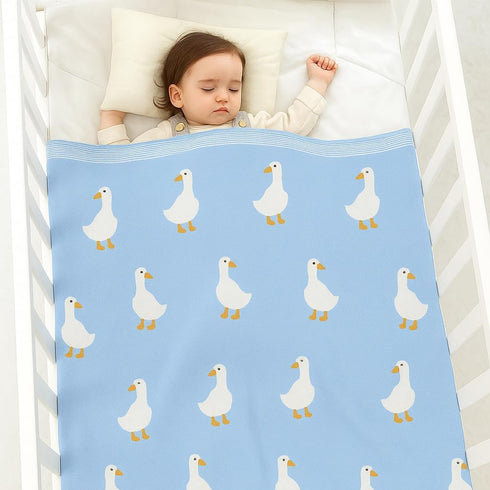 Cozy 36x28 Cotton Baby Blanket Knit Soft Swaddle Receiving Blankets Toddler Infant Blanket with Lovely Duck for Newborn