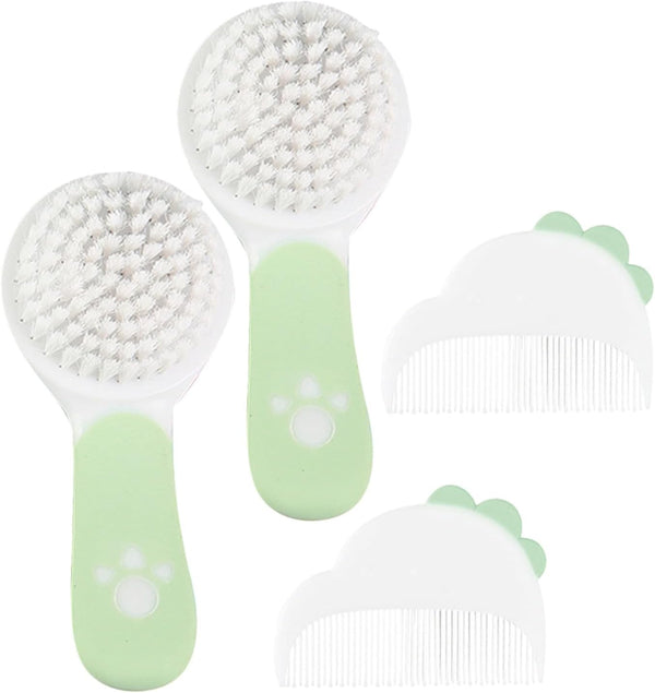 HAKIDZEL Hair Brush and Comb Set 2-Piece Soft Bristles Grooming Kit for Newborns